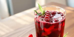 Cranberry juice with cannabis leaf symbolizing detox myths