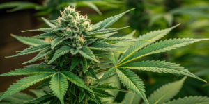 Sweet ZZ cannabis plant growing indoors with dense buds