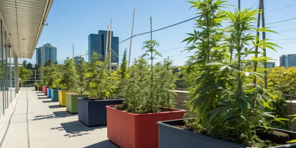 Urban garden showcasing cannabis seeds Ontario in a thriving setting.