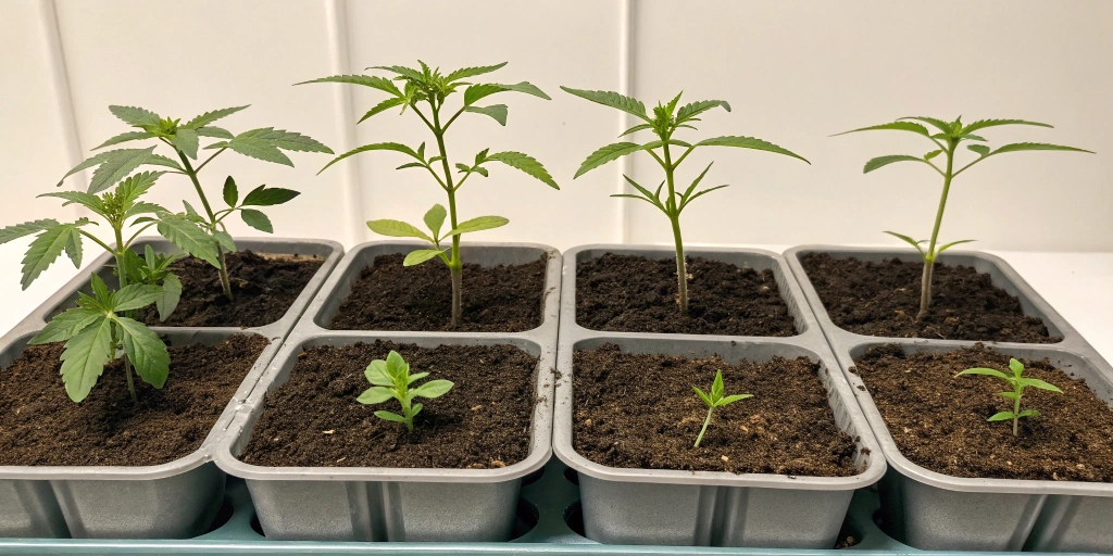 week-by-week growth stages of Auto Bomb strain from germination to harvest with clear visual icons.