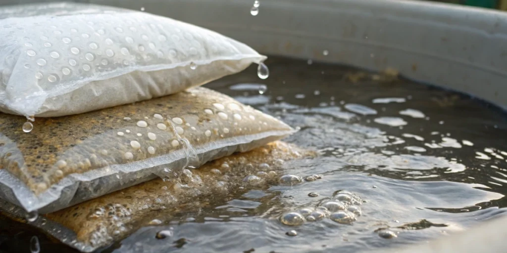 Close-up of Bubble Hash Equipment using layered bubble bags in cold water for resin separation.