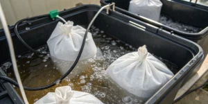 Bubble Hash Equipment setup with bubble bags, ice, and water for efficient hash extraction.