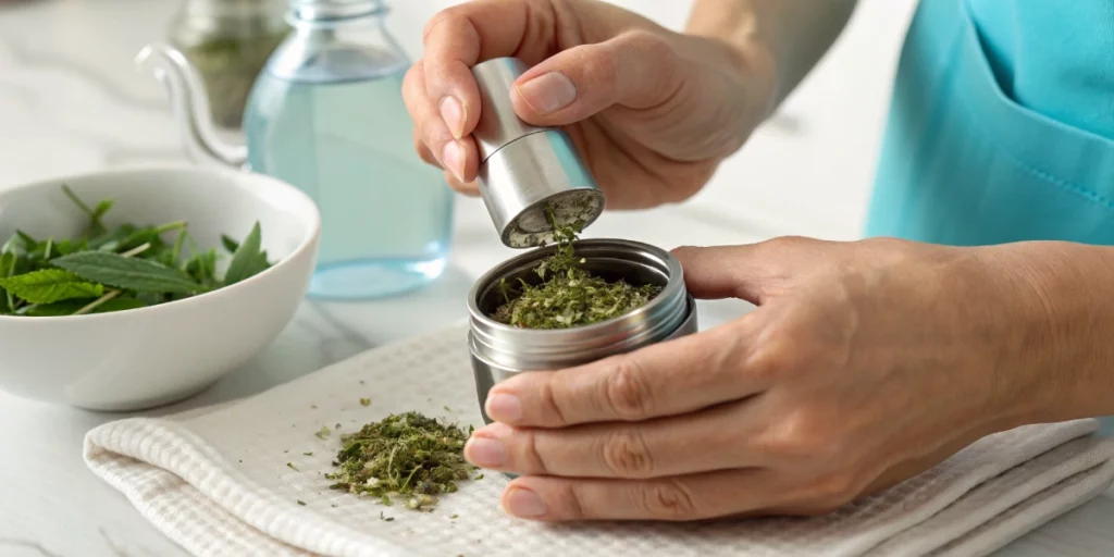 How to clean herb grinder with essential tools in an organized cleaning space