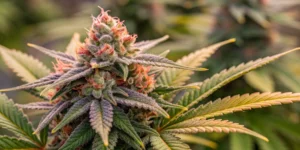 Close-up of Royal AK Auto strain buds with sparkling trichomes and vibrant colors, showcasing the quality and texture of the harvest.