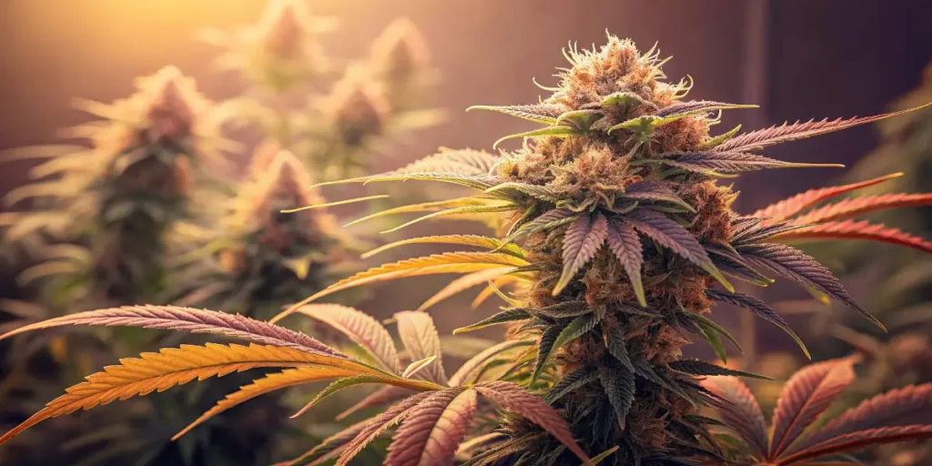 Close-up of Bubblegum XL buds with purple hues and dense resin.