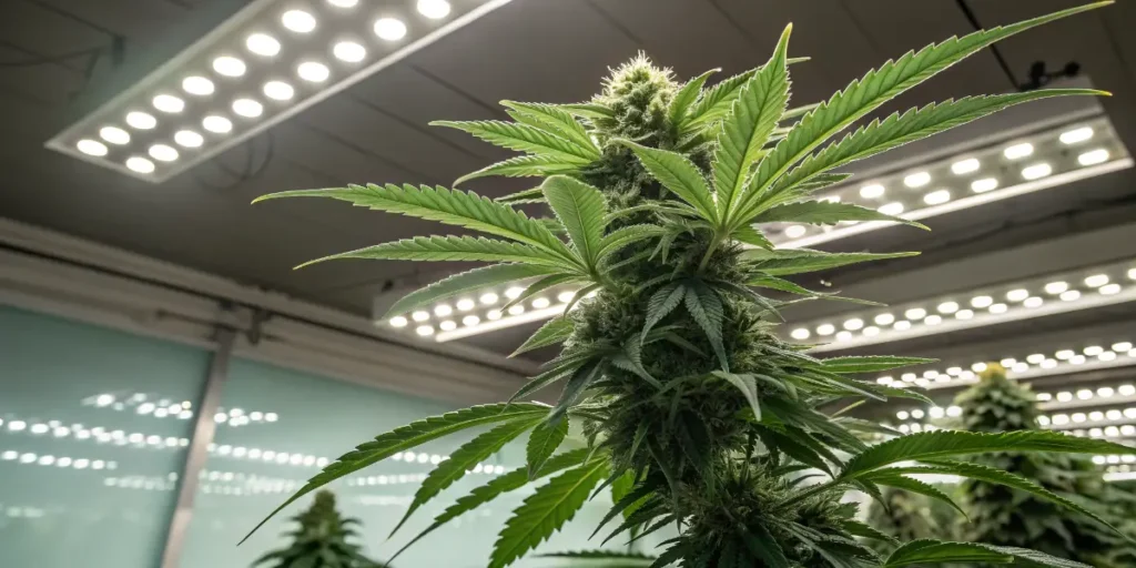 Flowering Diesel cannabis plant in an indoor cultivation setup.