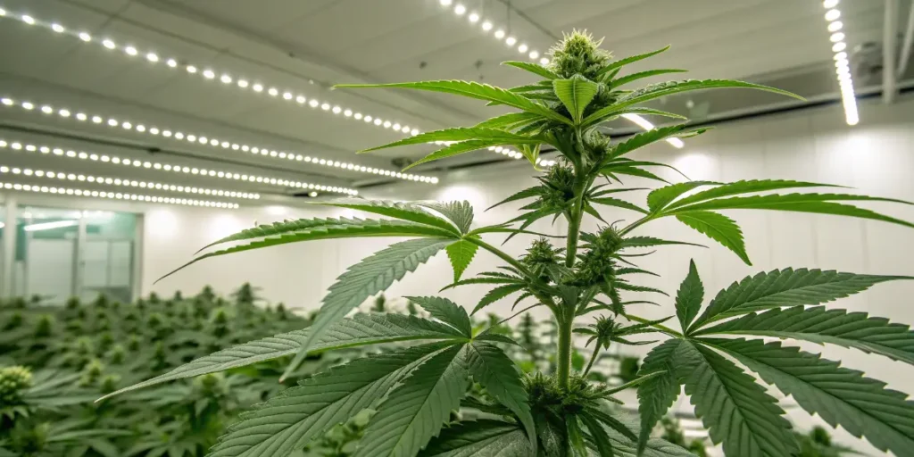 Bubba Kush plant cultivated indoors under controlled lighting.