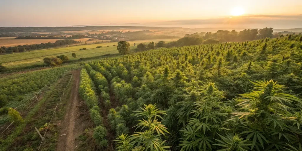 Cannabis plants with light green leaves caused by chlorosis in greenhouse