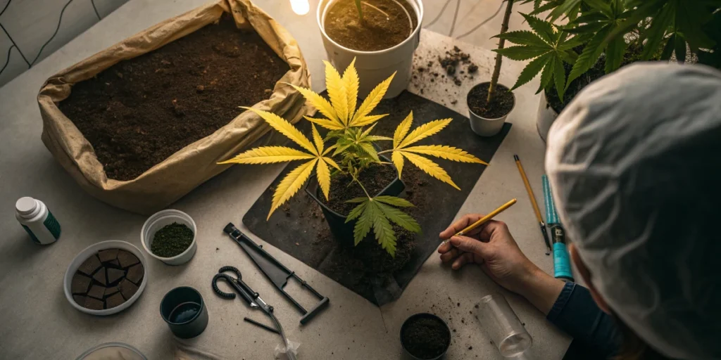 Analyzing yellow cannabis leaves for nutrient issues