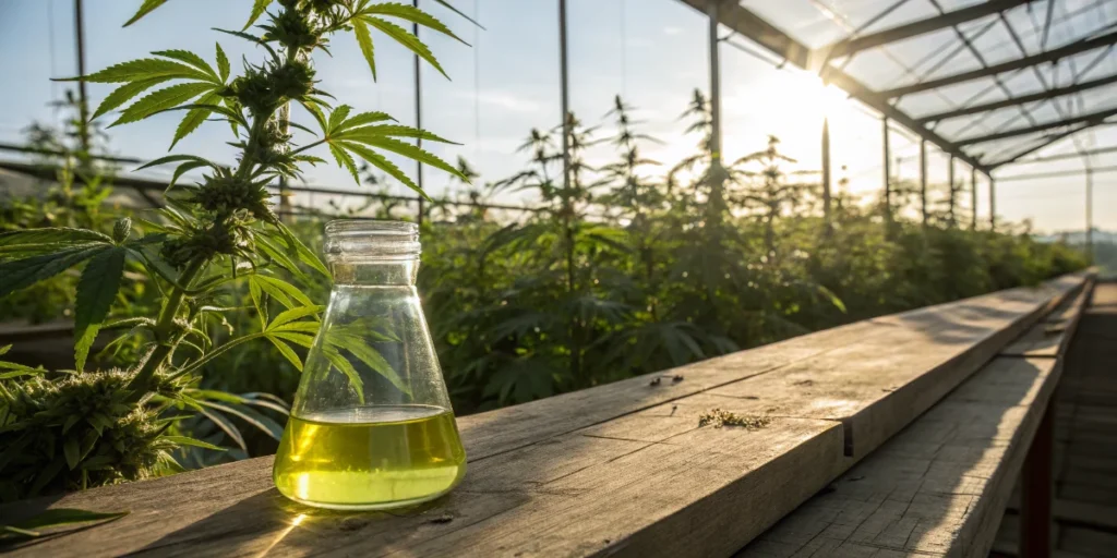 Liquid fertilizer for cannabis chlorosis treatment in greenhouse