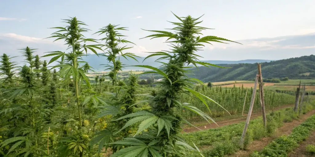 hands pruning mint cannabis plant leaves during vegetative stage