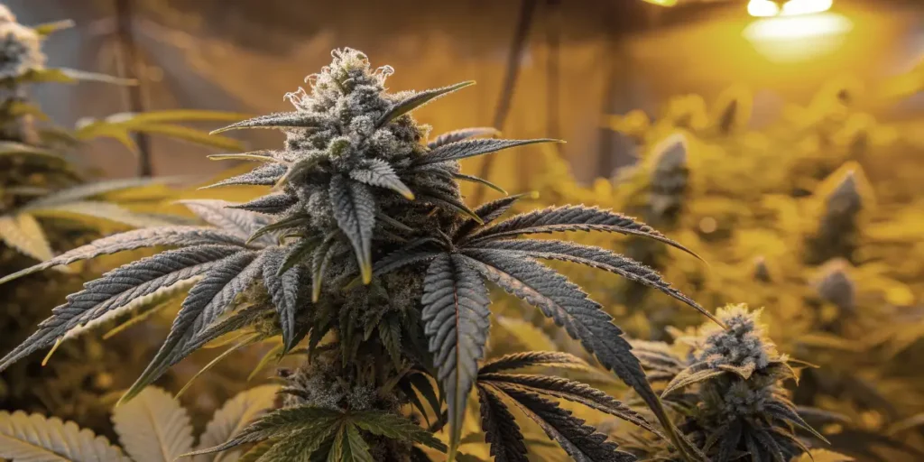 Snoop Dogg OG cannabis strain with dense kush-style buds and trichomes