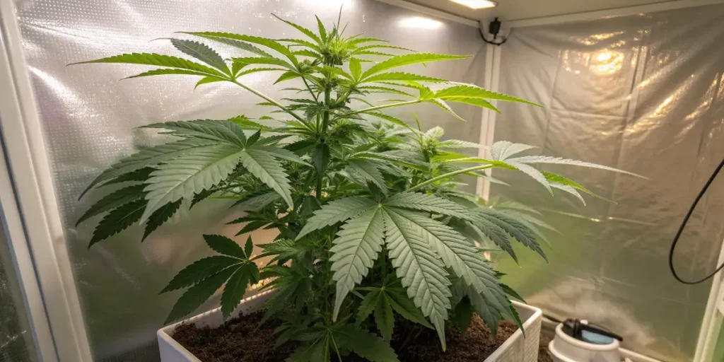 Platinum Cookies cannabis plant growing in indoor grow tent