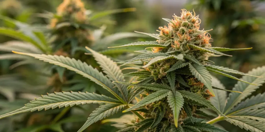 Pumpkin Spice cannabis plant with mature resinous buds