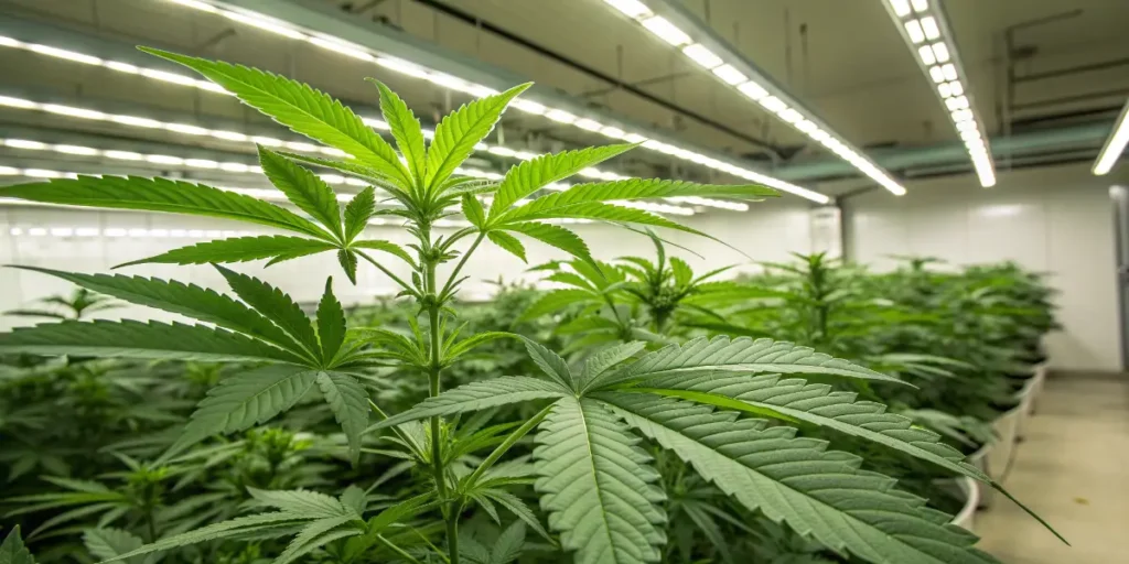 Pumpkin Spice cannabis plant growing in indoor cultivation facility