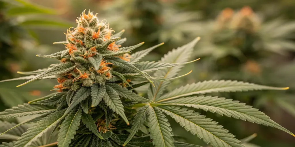 scrambler haze cannabis bud with orange pistils and resin