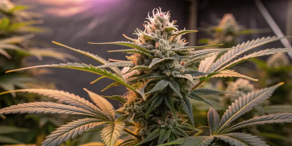 Shiva Skunk Auto cannabis buds with trichomes