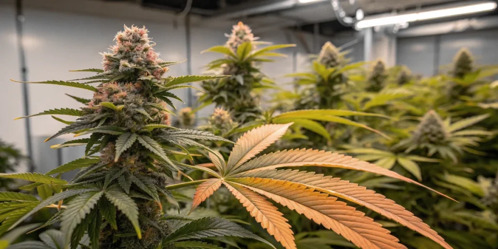 Steve’s Dream Queen cannabis bud close-up with orange pistils and resin under indoor lighting