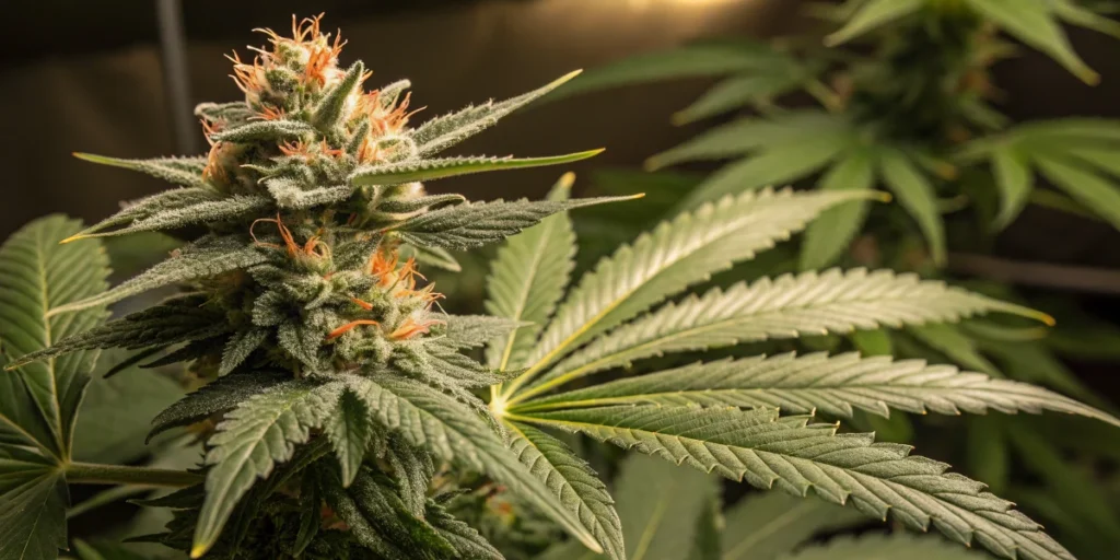 Strawberry Haze Auto cannabis buds under indoor lighting