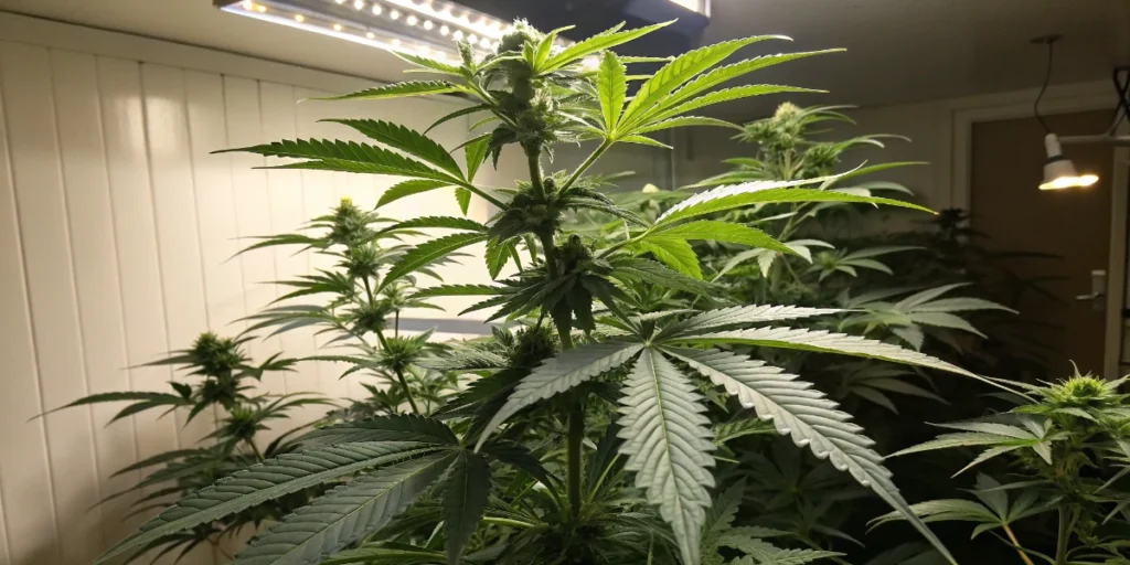 Strawberry Pie Auto vegetative growth under LED lights indoors