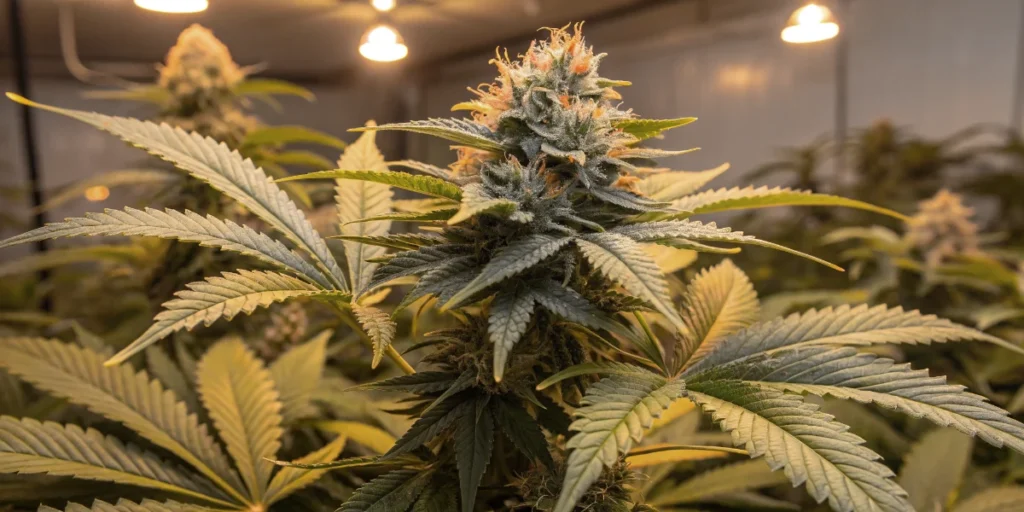 Super Lemon Haze Auto plant nearing harvest indoors