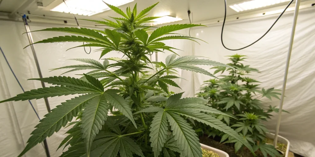 Super Silver Haze plant in vegetative growth showing tall structure