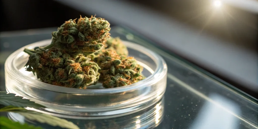 Greenhouse cannabis cultivation showing plant aging and compound changes