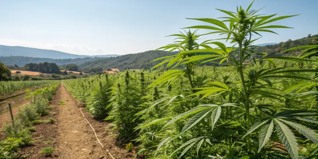 cannabis field rows outdoor cultivation optimized for high brix nutrient uptake