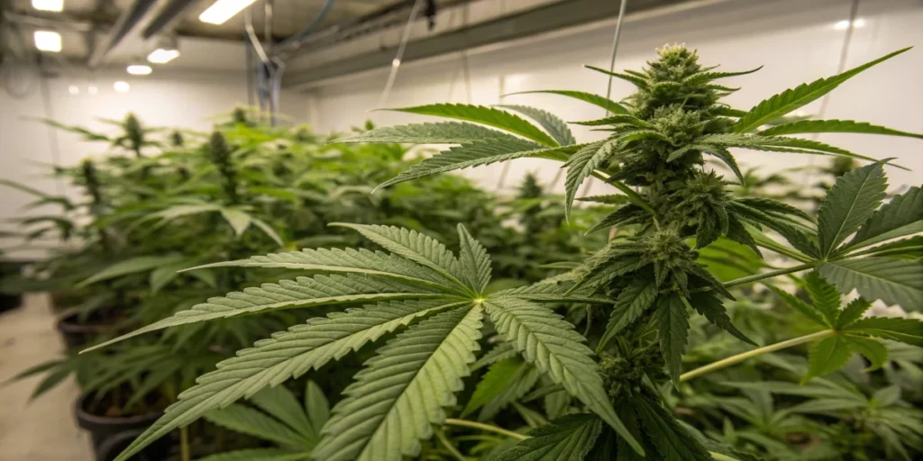 Outdoor cannabis plant showing natural growth conditions