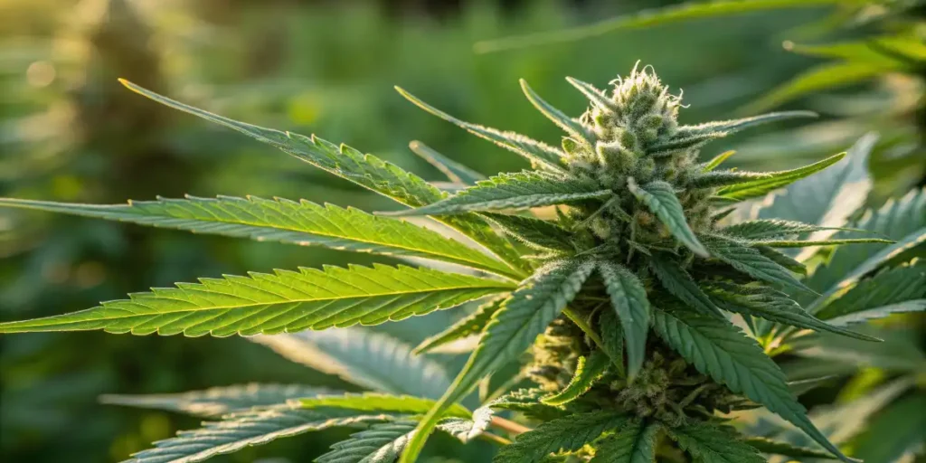 close up of cannabis bud with high resin production influenced by genetics