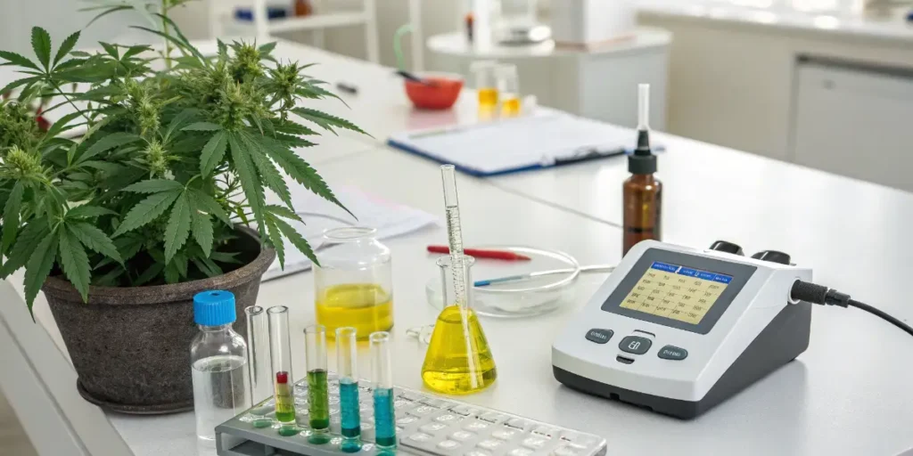 Laboratory analysis of cannabis plant sap and nutrient composition.