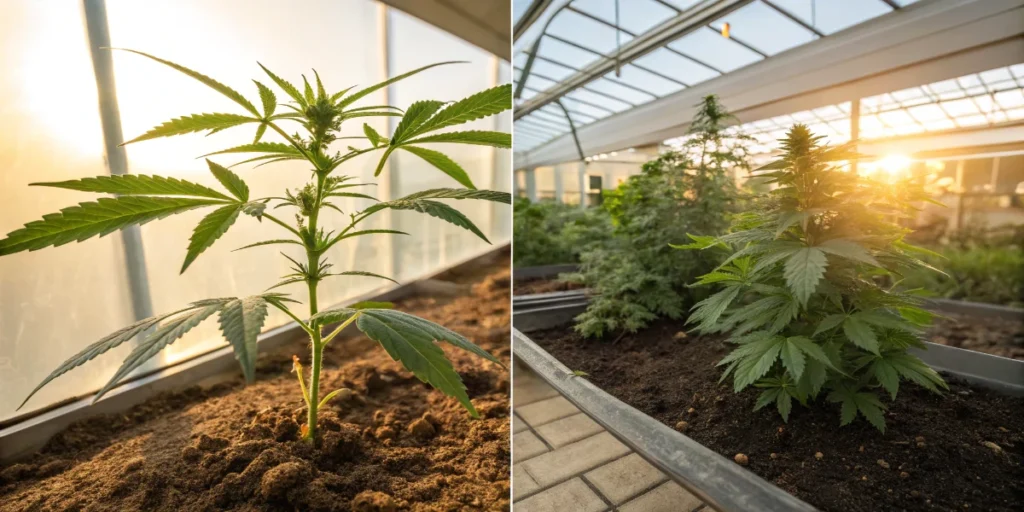 cannabis plant soil vs greenhouse comparison early growth brix potential