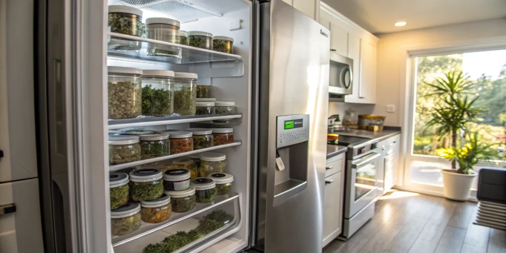 cannabis stored in fridge airtight glass jars