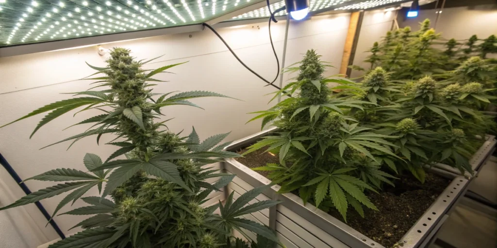 hydroponic vs soil cannabis indoor grow led lighting brix comparison