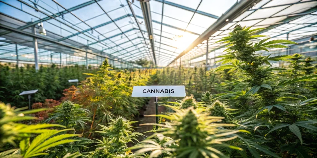 extensive cannabis cultivation fields from aerial perspective