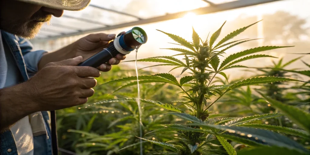 refractometer testing cannabis leaf sap brix sugar content analysis
