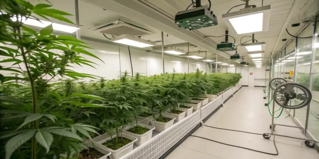 Cannabis researcher analyzing plant samples to identify microbial contamination risks in cultivation environments