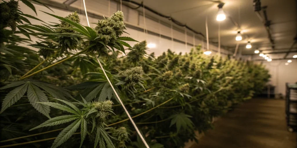 cannabis plants drying outdoors after harvest