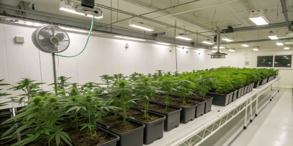 Microbial ecology of cannabis plants during early indoor growth stages with controlled airflow